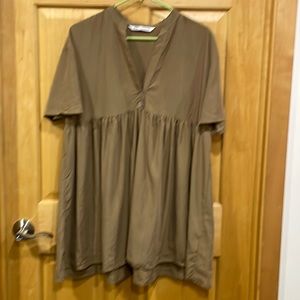 Zara brown oversize flowy v-neck dress size S